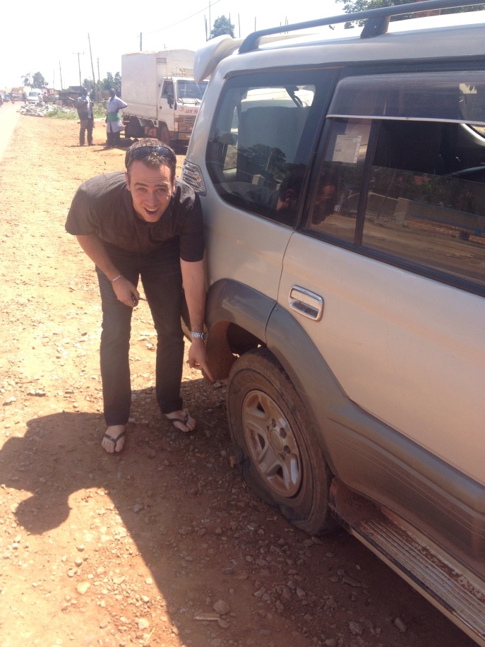 Flat tyres are also a common occurrence on these roads!