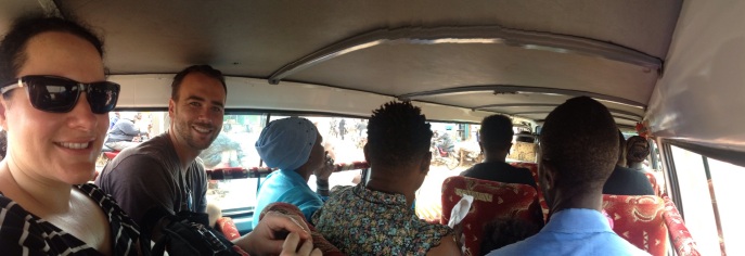 The inside of a taxi